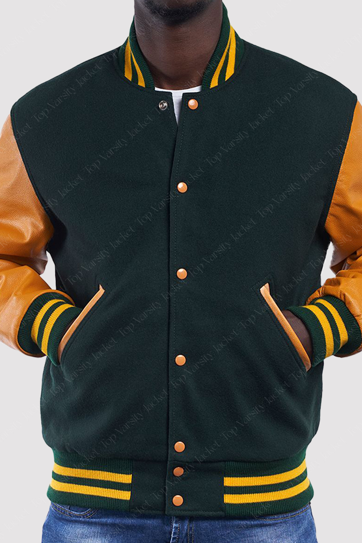 Dartmouth Green Wool Bright Gold Sleeves Varsity Jacket Dartmouth Green Varsity Jacket