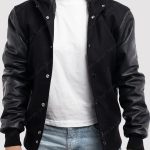 Black Hoodie Varsity Jacket