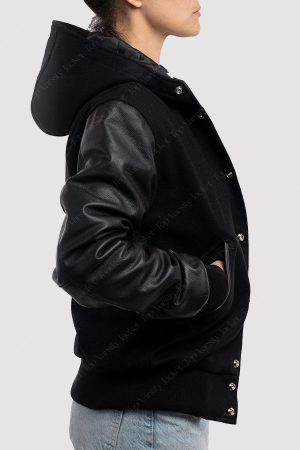 Black Hoodie Varsity Jacket
