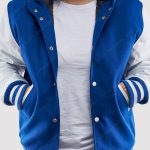 Blue Hoodie Varsity Jacket