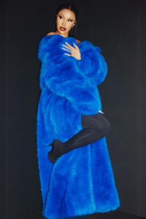 Cardi B Blue Coat