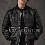 Hood By Air Bomber Style Embossed Leather Hockey Jacket