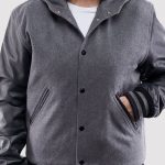 Gray Wool Hoodie Varsity Jacket