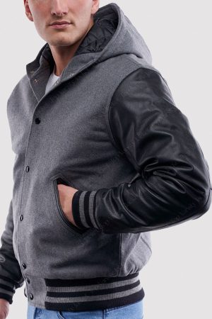 Grey Hoodie Varsity Jacket