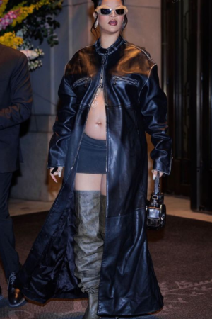 Rihanna Long Black Coat