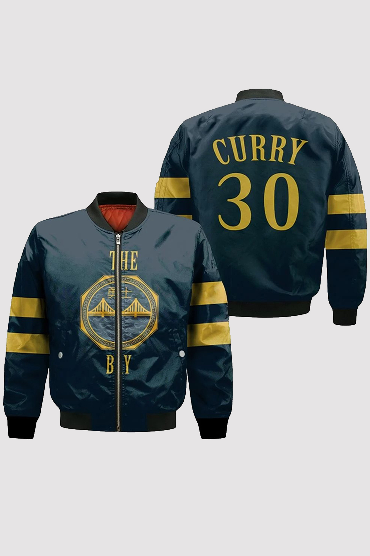 NBA Stephen Curry Golden State Warriors City Edition Navy Jersey Bomber Jacket Golden State Warriors Jacket