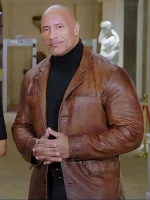 Dwayne Johnson Red Notice Brown Leather Coat