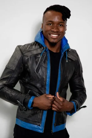Black And Blue Hooded Jacket