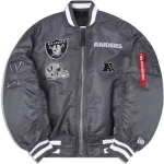 Raiders MA-1 Bomber Reversible Gray Jacket