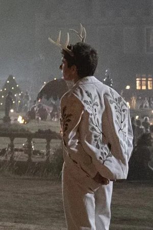 Leaf Embroidery White Jacket