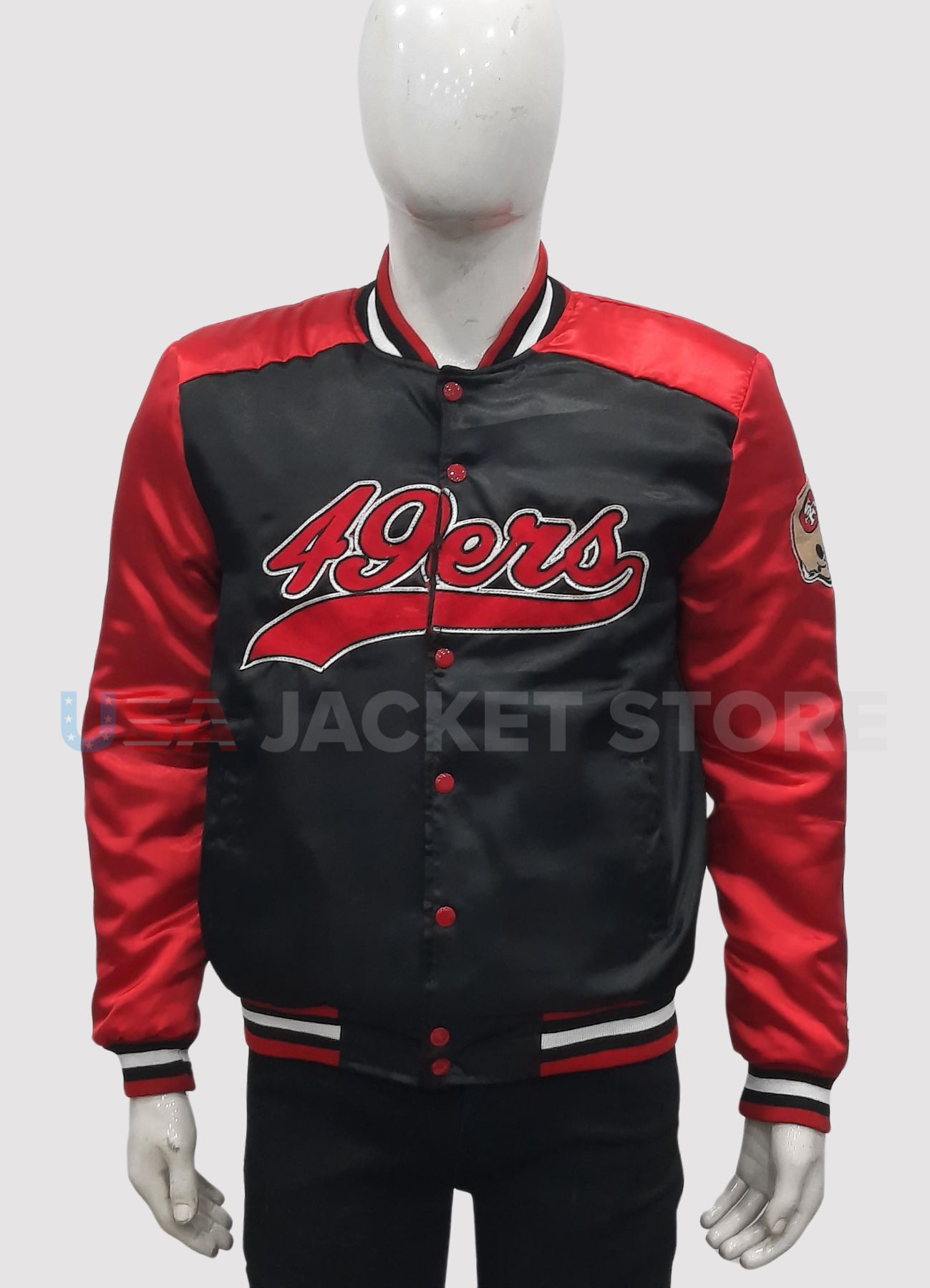 NFL San Francisco 49ers Red Black Varsity Jacket San Francisco Red Jacket