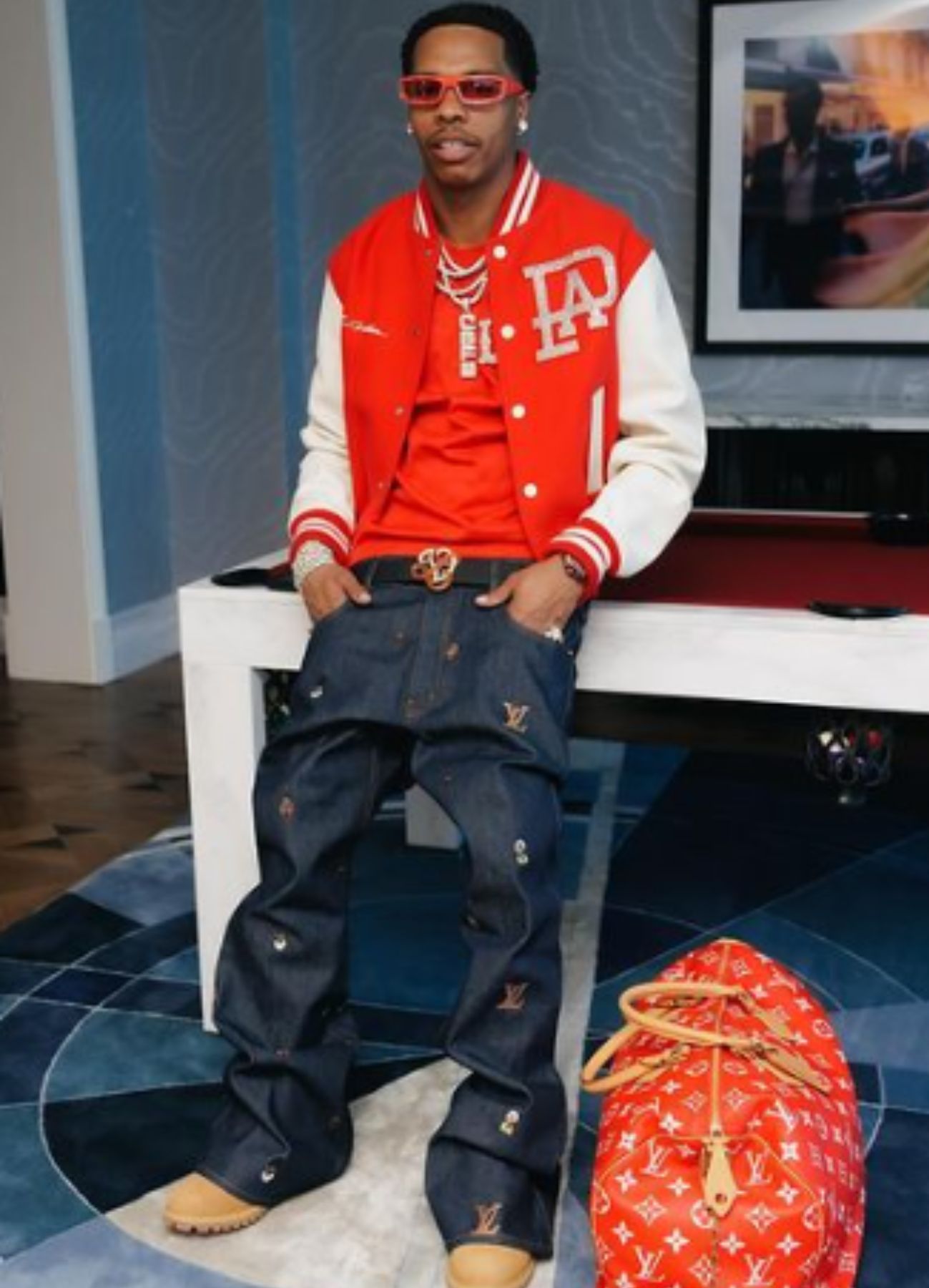 Lil Baby Runway Mix Leather Varsity Blouson Louis Vuitton Lil Baby Runway Mix Leather Varsity