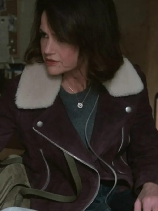 Carla-Gugino-TV-Series-The-Girls-On-The-Bus-2024-Grace-Gordon-Maroon-Suede-Shearling-Jacket-510x680 The Girls On The Bus 2024 Carla Gugino Jacket - Image 1