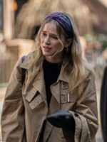 Elsbeth 2024 Elizabeth Lail Twill Buckle Coat - Image 3