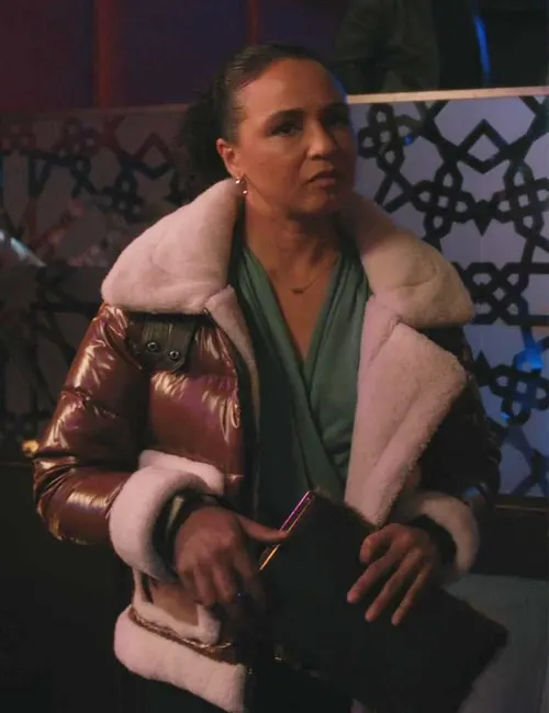 Elsbeth-2024-Carra-Patterson-Brown-Fur-Puffer-Jacket Elsbeth 2024 Carra Patterson Brown Fur Puffer Jacket - Image 1