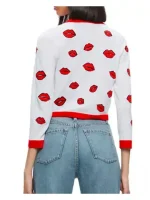 Elsbeth 2024 Carrie Preston Lips Print Cardigan - Image 3