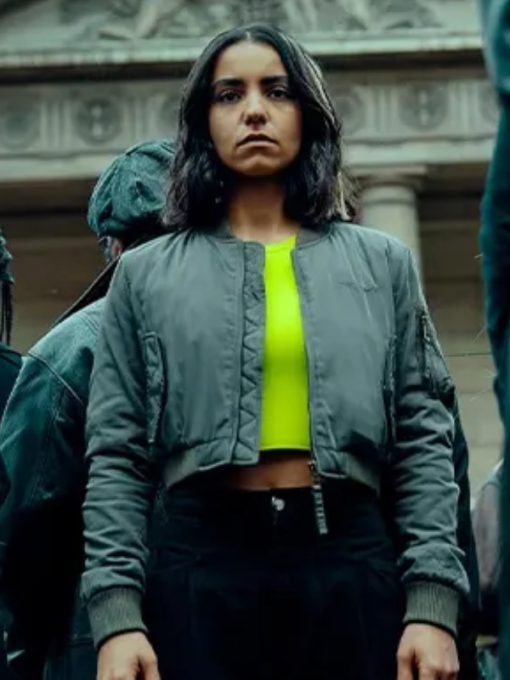 Lina-El-Arabi-TV-Series-Furies-2024-Lyna-Guerrab-Cropped-Jacket-Green-510x680 Furies 2024 Lina El Arabi Cropped Bomber Jacket - Image 1