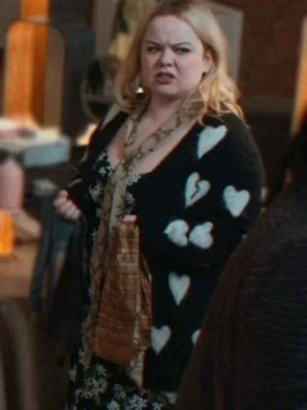 Maggie-Big-Mood-2024-Nicola-Coughlan-Heart-Print-Cardigan Big Mood 2024 Nicola Coughlan Heart Print Cardigan - Image 1