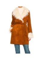 Big Mood 2024 Nicola Coughlan Brown Fur Collar Coat - Image 2