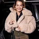 Rita Ora Met Gala Beige Teddy Cropped Jacket