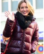 Younger Hilary Duff Puffer Maroon Jacket - Image 2