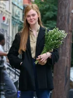 A COMPLETE UNKNOWN ELLE FANNING BLACK COAT