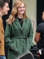 A COMPLETE UNKNOWN ELLE FANNING BROWN FUR SUEDE JACKET - Image 4