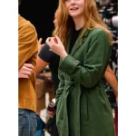 A COMPLETE UNKNOWN ELLE FANNING BROWN FUR SUEDE JACKET