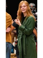 A COMPLETE UNKNOWN ELLE FANNING BROWN FUR SUEDE JACKET