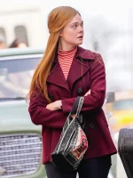 A COMPLETE UNKNOWN ELLE FANNING MAROON PEA COAT - Image 3