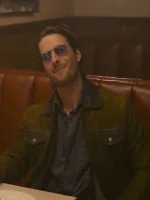 Hit Man 2024 Glen Powell Green Suede Leather Jacket