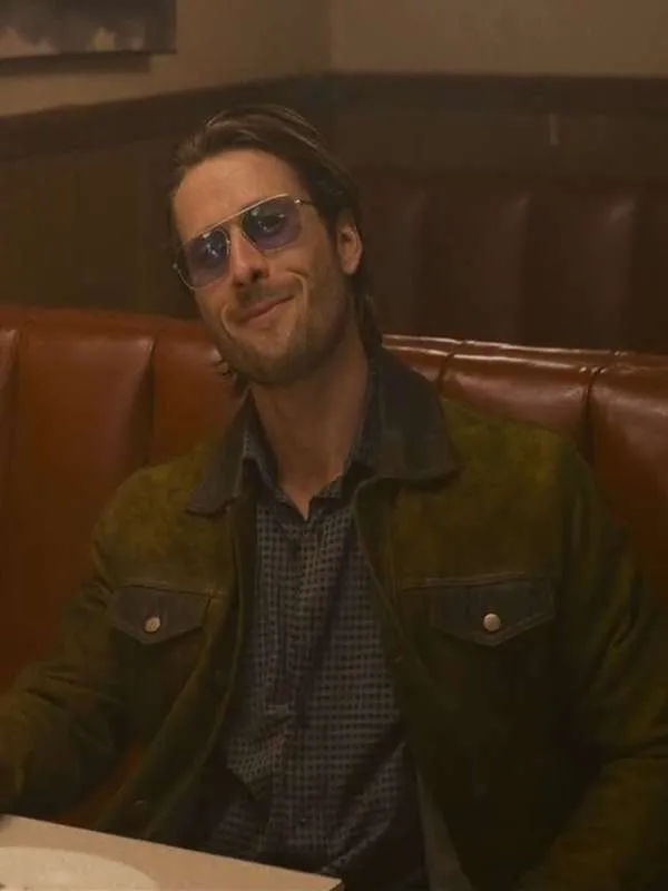 Hit-Man-2024-Glen-Powell-Green-Suede-Leather-Jacket Hit Man 2024 Glen Powell Green Suede Leather Jacket - Image 1