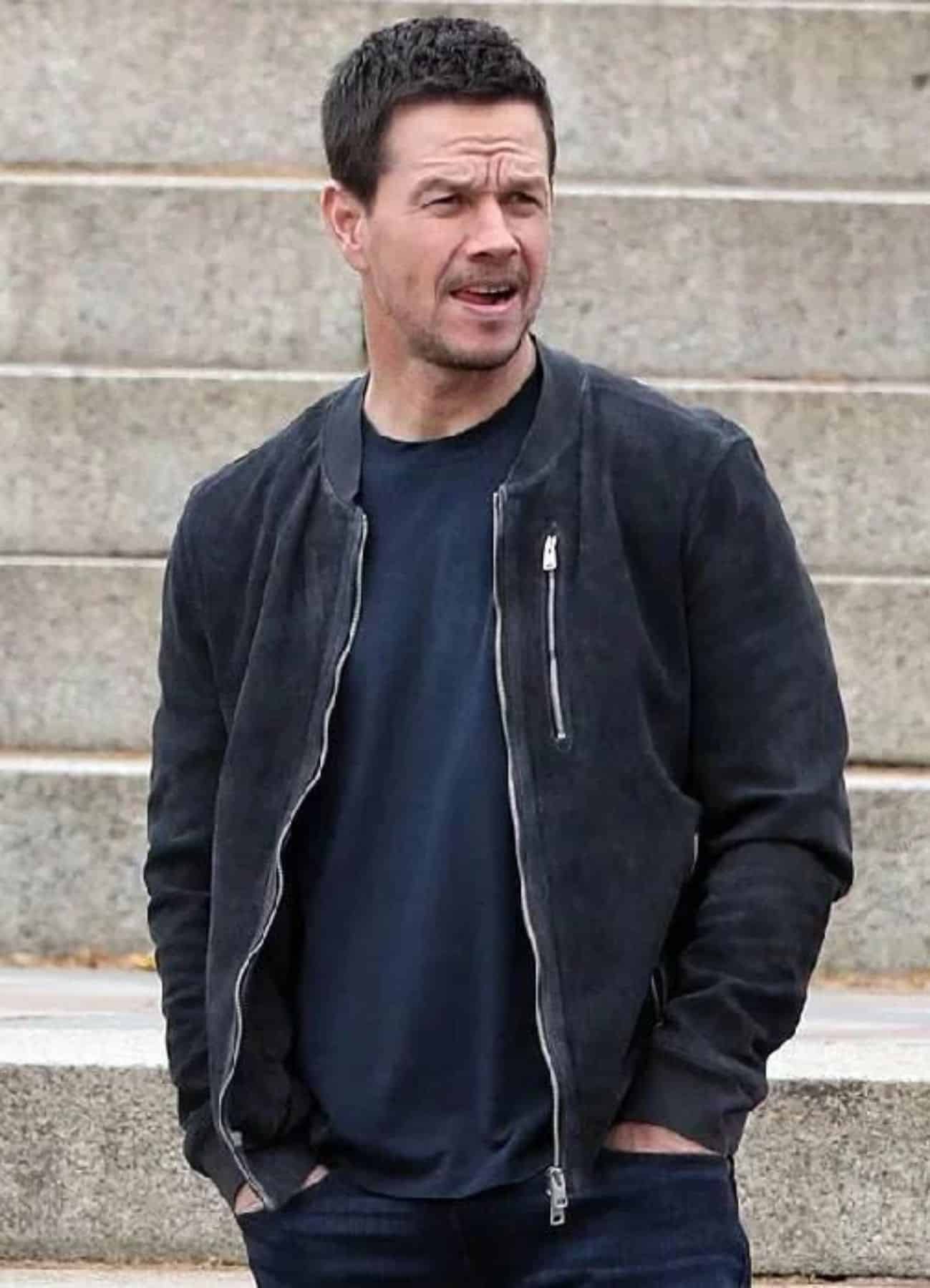 Mark-Wahlberg-The-Union-Mike-Mckenna-Black-Suede-Leather-Bomber-Jacket The Union Mark Wahlberg