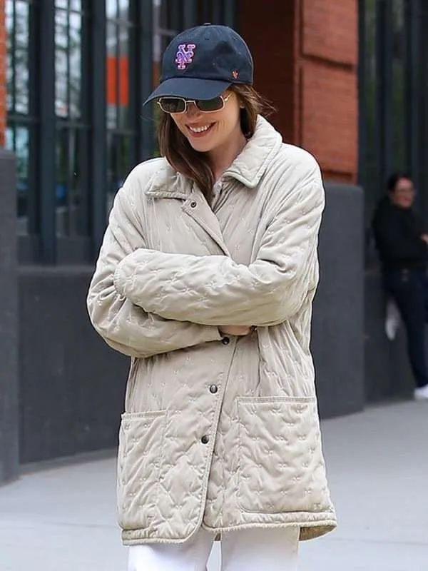 Materialists-Dakota-Johnson-Quilted-Beige-Jacket Dakota Johnson Materialists Jacket - Image 1