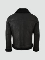 Mens jet black shearling jacket - Image 2