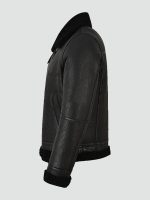 Mens jet black shearling jacket - Image 4