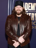 Nate Smith ACM 2024 Awards Brown Leather Jacket