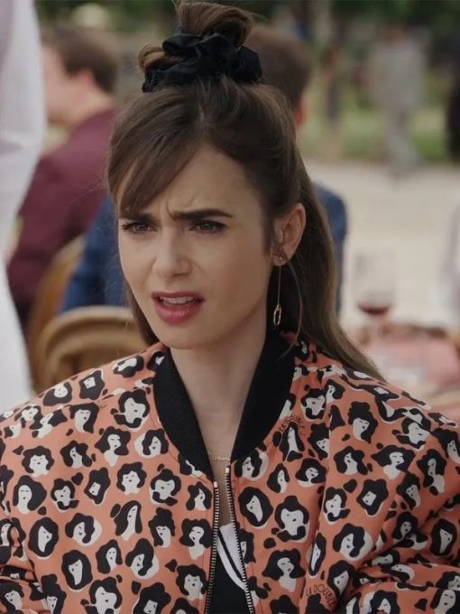 emily-in-paris-s03-lily-collins-bomber-jacket-38.. Emily In Paris S03 Lily Collins Bomber Jacket - Image 1
