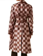 Lily Collins Emily In Paris S04 Pink Brown Checkered Trench Coat - Image 2