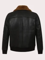 MENS BLACK BOMBER AVIATOR SHEARLING JACKET - Image 2