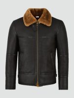 Mens traditional shearling leather jacket