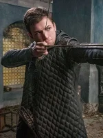 Robin Hood Taron Egerton Leather Quilted Coat - Image 3