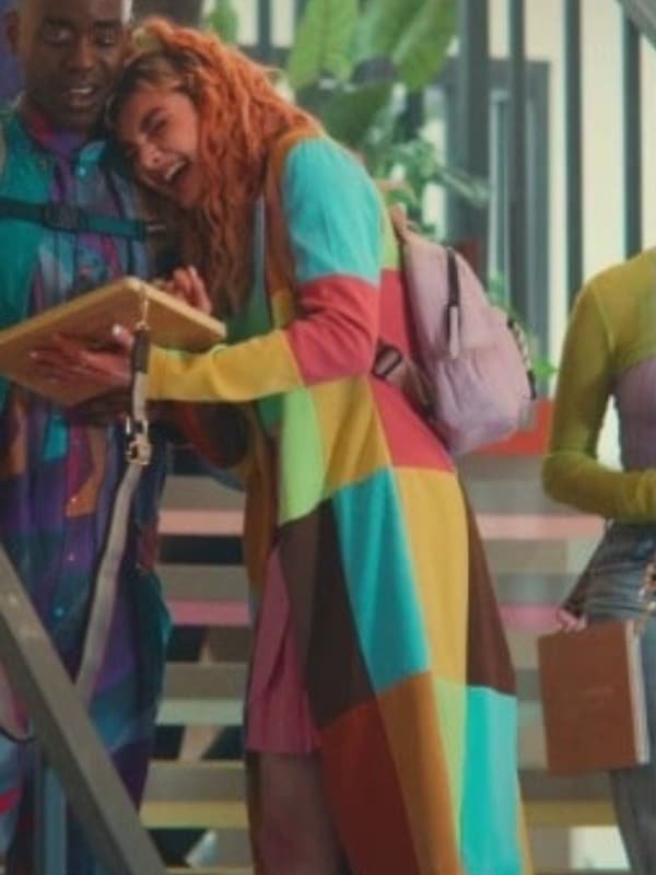 14Sex Education Season 4 Abbi Patchwork Coat Sex Education Season 4 Abbi Patchwork Coat - Image 1