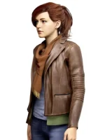 Spider-man Mary Jane Brown Leather Jacket - Image 3