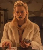 Margot Robbie Terminal Annie Faux Fur White Coat