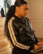 Effie Power Book II Ghost S04 Black Leather Track Jacket - Image 3