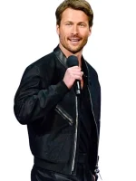 Glen Powell Twisters 2024 Black Leather Jacket