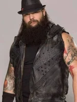 Wwe Bray Wyatt Black Leather Hooded Vest