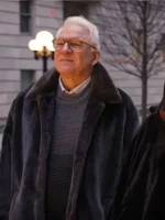 Only Murders In The Building S02 Steve Martin Black Fur Coat - Image 2