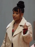 Abbott Elementary Tv Series Amber Shearling Jacket - Image 2